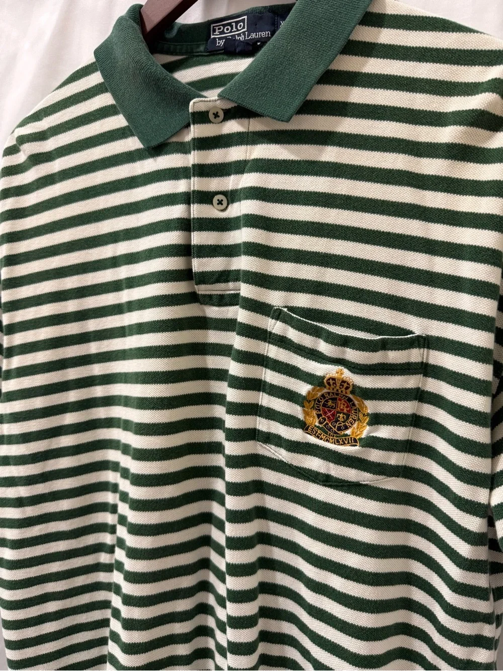 Ralph Lauren Green & Cream Striped Polo Shirt